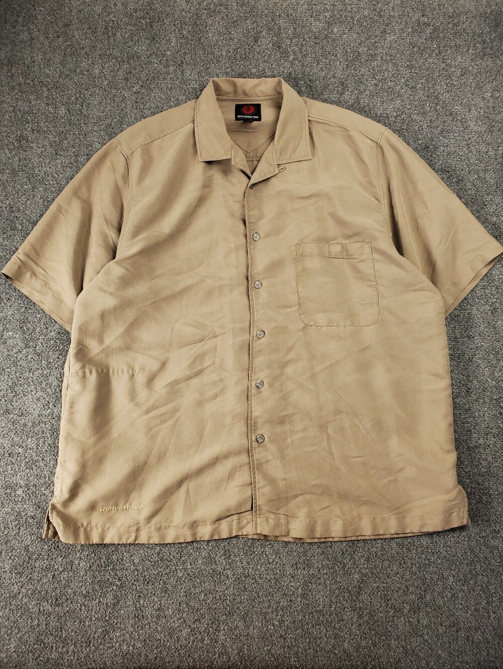 Scottevest TEC Multi Pocket Travel Shirt XXL Modal Khaki Beige Hidden Pocket